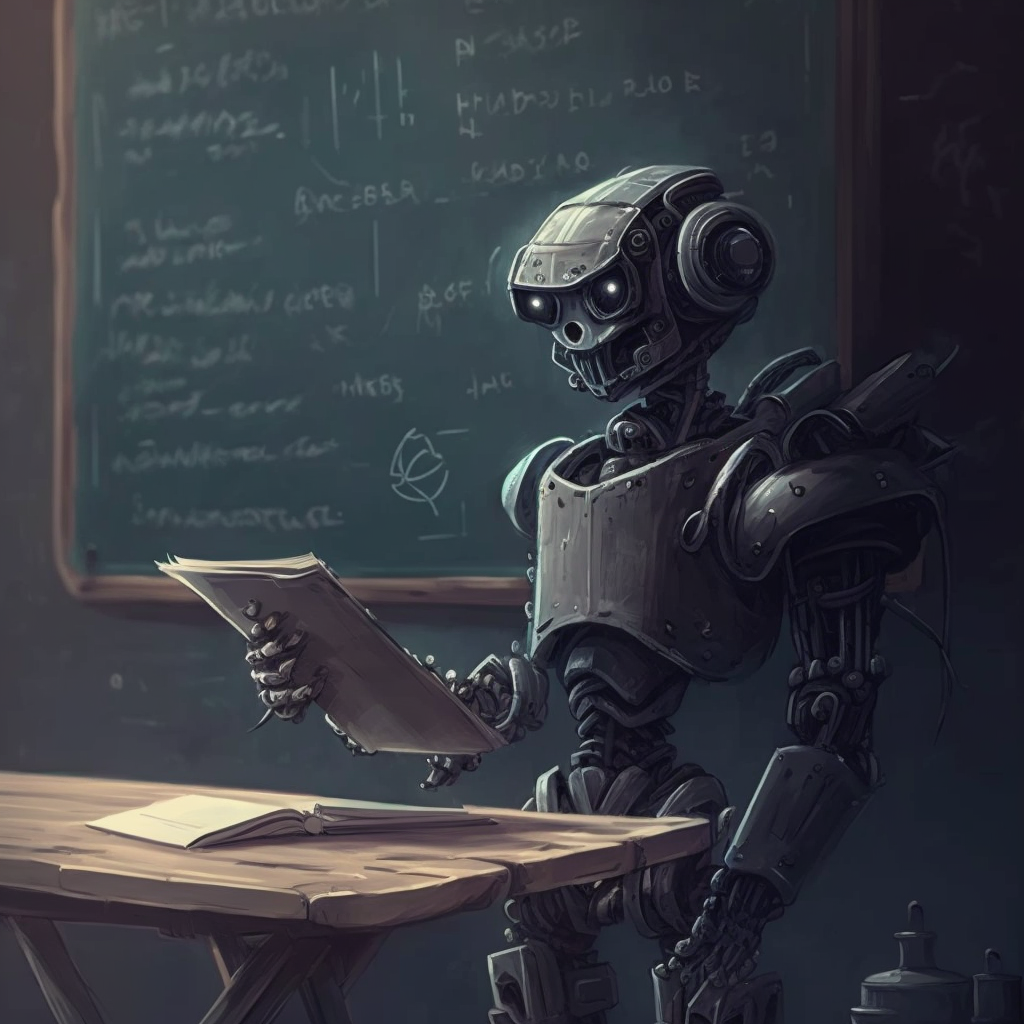 ManeaWake a robot taking an exam in a classroom and on the boar