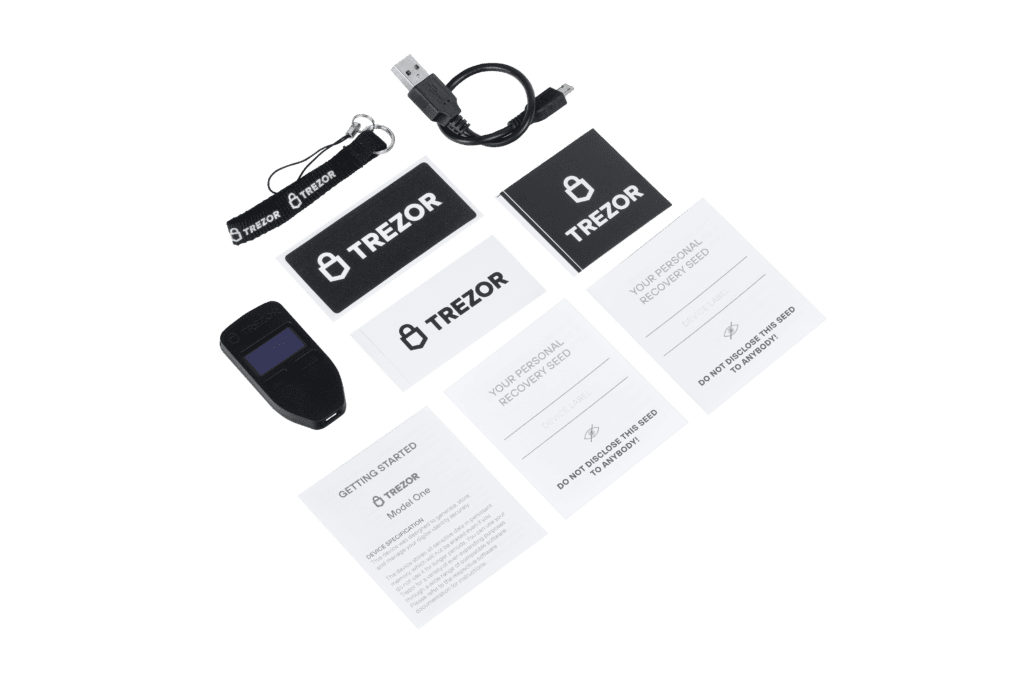 trezor model one Whats in the box