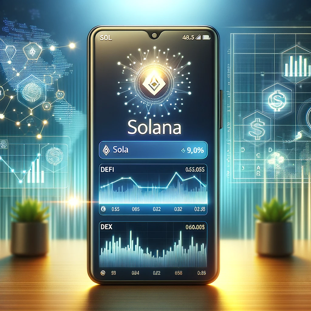 DALL·E 2024 02 14 13.30.09 Create an image of a sleek modern digital wallet interface on a smartphone screen displaying the Solana SOL cryptocurrency at the top of a portfol