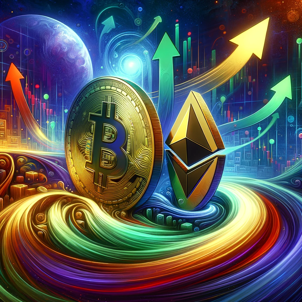 DALL·E 2024 02 16 17.46.22 Imagine a dynamic and visually engaging scene symbolizing the concept of Bitcoin and Ethereum options expiry as a catalyst for market movement. The fo 1