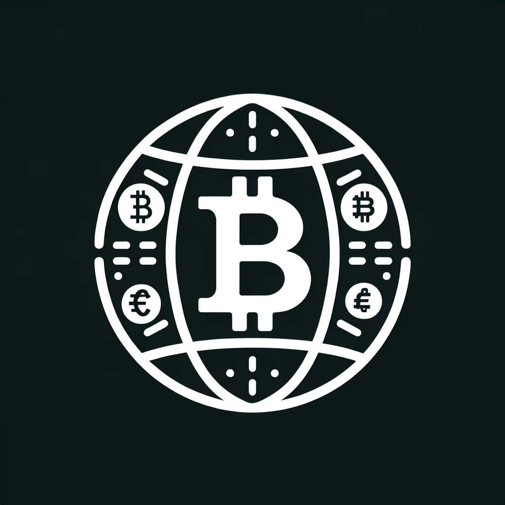 DALL·E 2024 02 28 14.36.32 Create a minimalist image featuring a Bitcoin symbol within a globe symbolizing Bitcoins global impact and its all time high prices against various